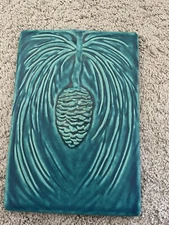 Vintage Large Pewabic Pottery Tile Detroit Pinecone 2003 Celebrating 100 Years