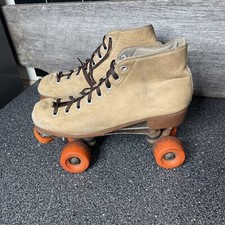 Vintage Riedell Sure Grip Womens Skates Brown Suede size 9