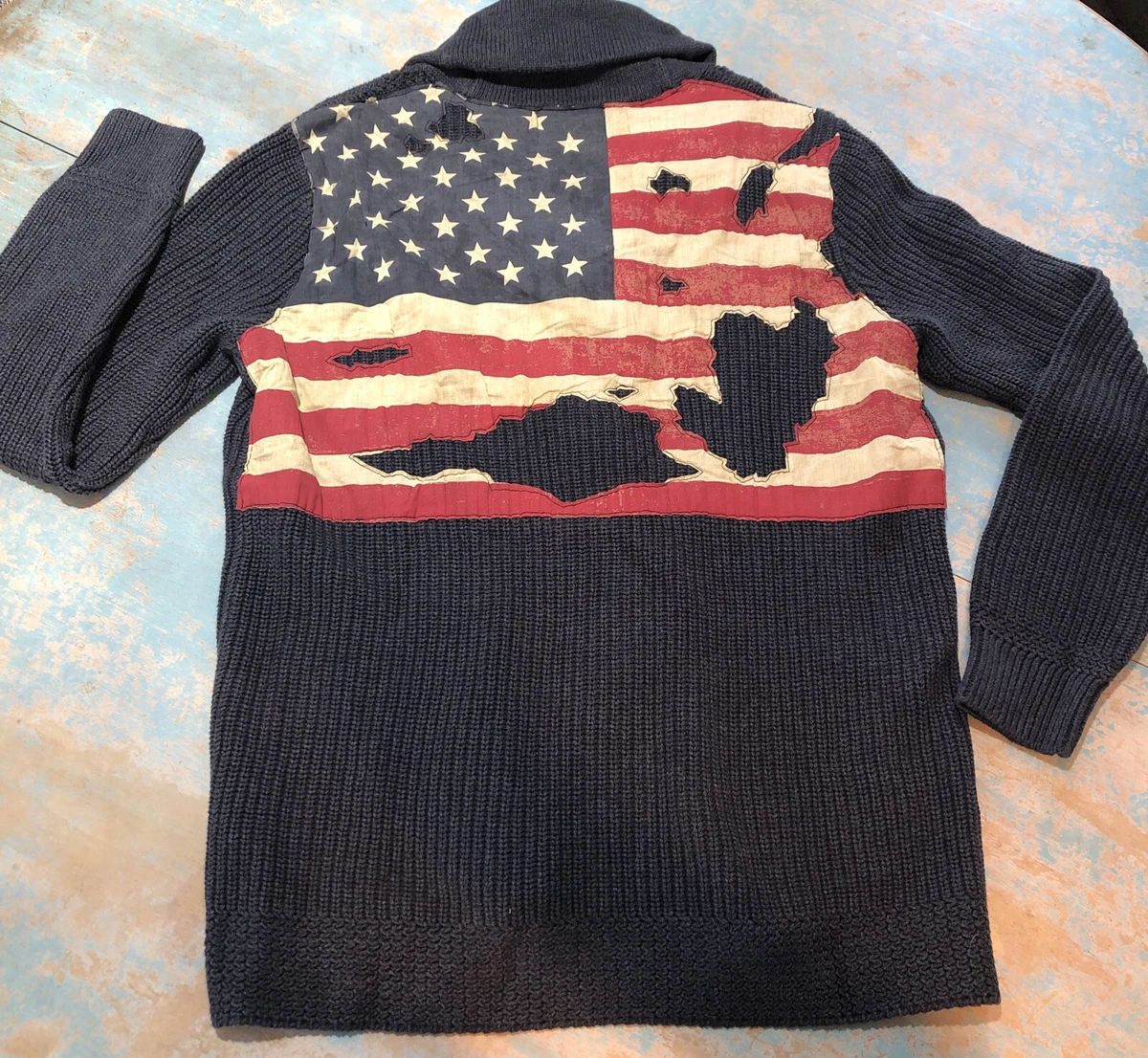 Ralph lauren denim and supply american flag best sale cardigan