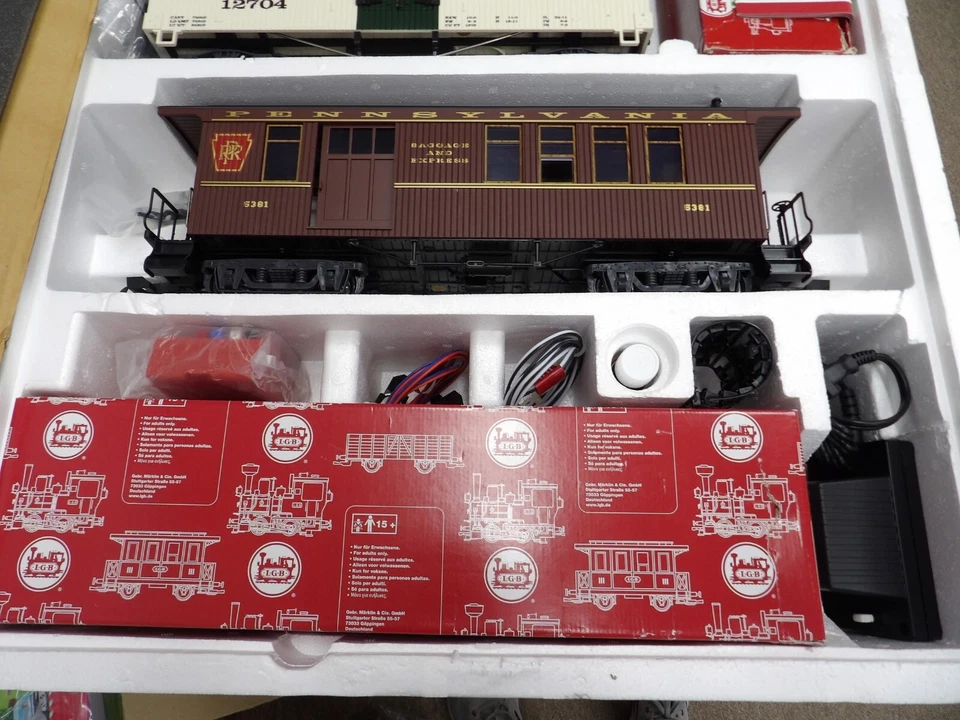 LGB 72120 G Scale Pennsylvania PRR Forney Set: Steam Loco & 2 Cars NEW Complete - Image 3 of 4