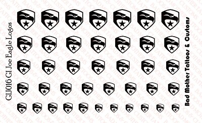 GI Joe Black Eagle Logo Waterslide Decals for 1/12 and 1/18 scale figures