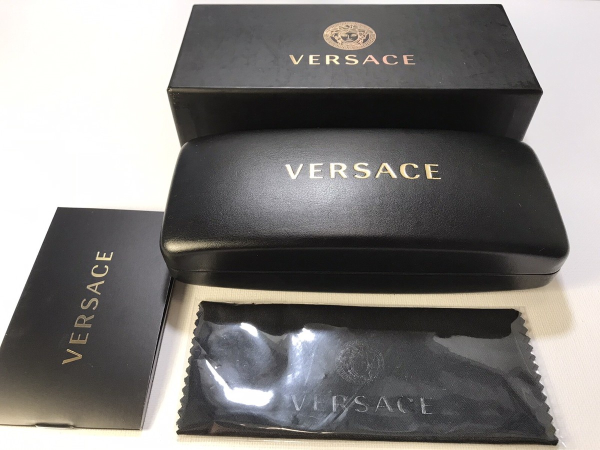 Versace Eyeglass Sunglass Hard Black Case With Cleaning Cloth In