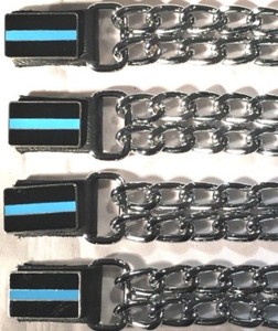 4-POLICE-THIN-BLUE-LINE-DIAMOND-CUT-CHROME-CHAIN-MOTORCYCLE-VEST-EXTENDERS-USA