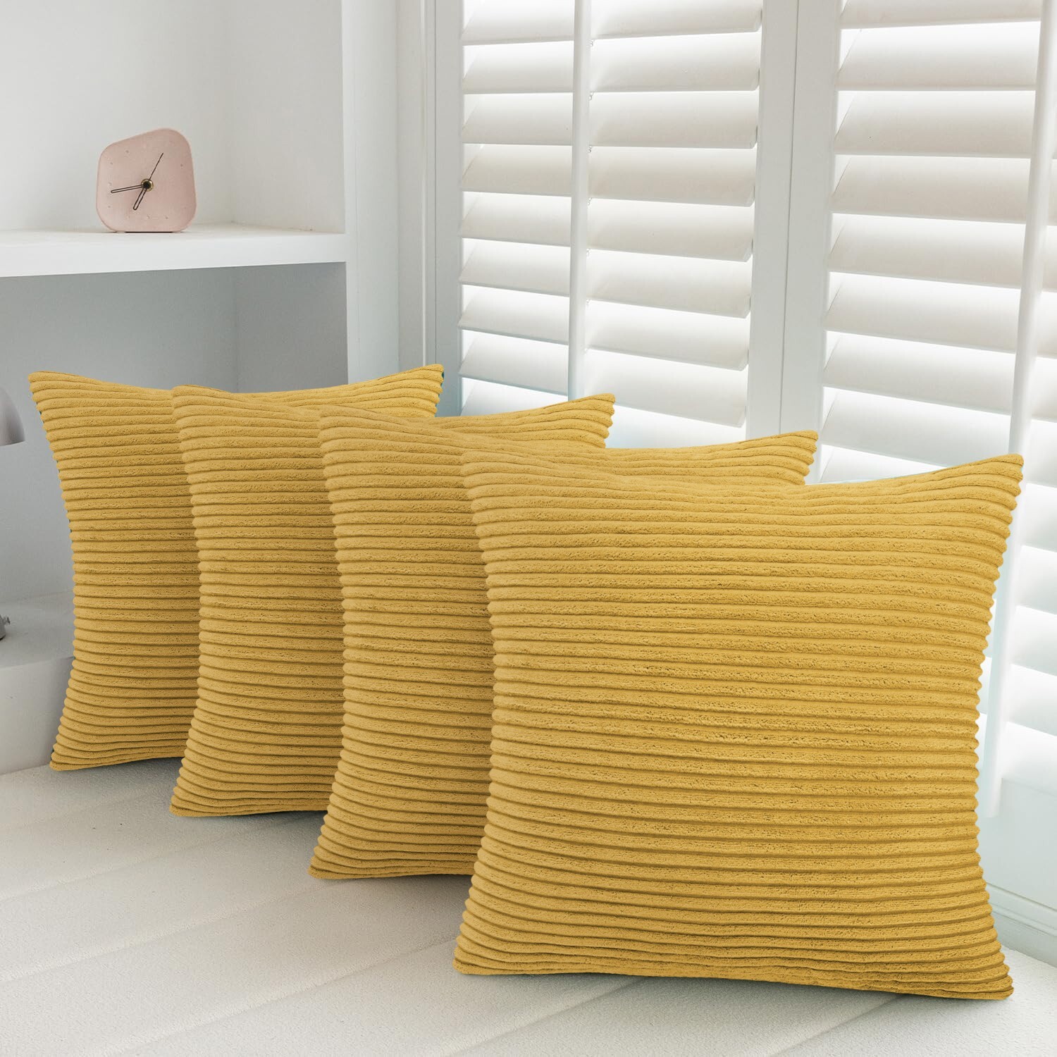 Crushed Velvet Corduroy Filled Cushion Covers 18"X18" Sofa Bed Pillows Pack OF 4