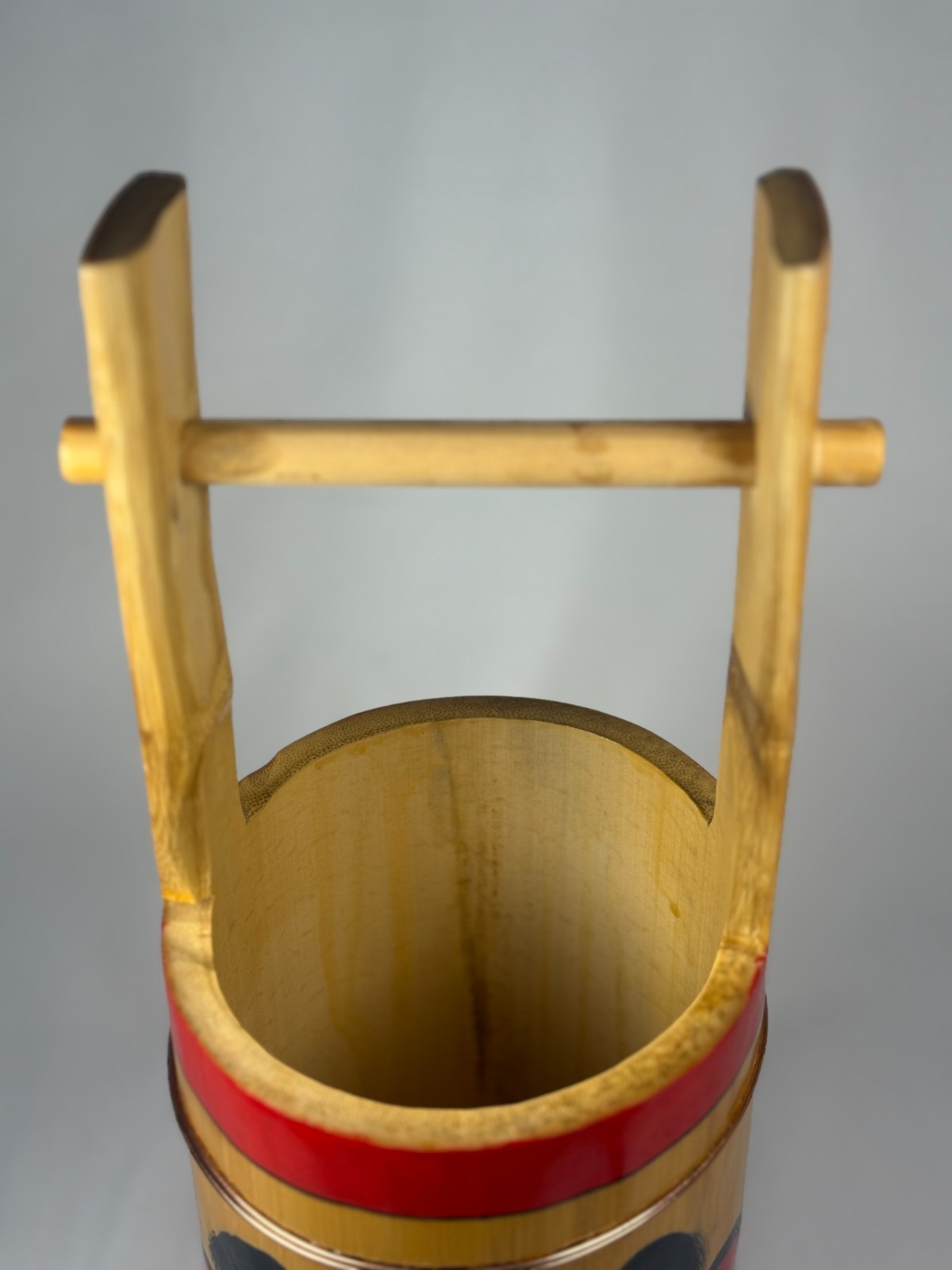 Japanese Bamboo Daruma Bucket Vase 14.6"x5.9"x5.3" Decorative Japan k176