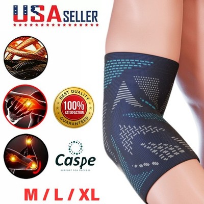 Caspe Elbow Brace Compression Support Sleeve Arthritis Tendonitis Joint Pain New