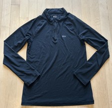 Kids RE  Medium 10-12 Black Long Sleeved Base Layer Zip Wicking