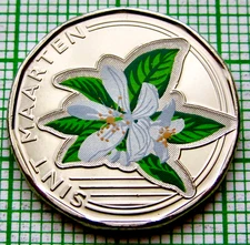 Sint Maarten Dutch Caribbean 2025 50 Cents, Orange Blossom Coloured UNC