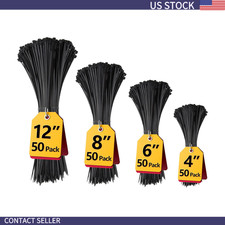 Black Zip Ties Assorted 4+6+8+12 (200 Pack), Cable Ties
