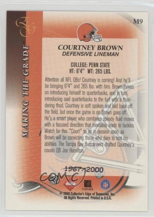 2000 Collector's Edge Graded Making the Grade /2000 Courtney Brown #M9 Rookie RC - Image 2 of 2