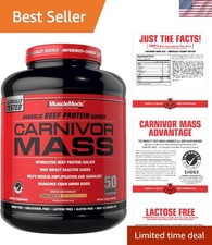 CARNIVOR Mass Gainer 6 lb - 50g Beef Protein Isolate, 125g Carbs, Lactose Free