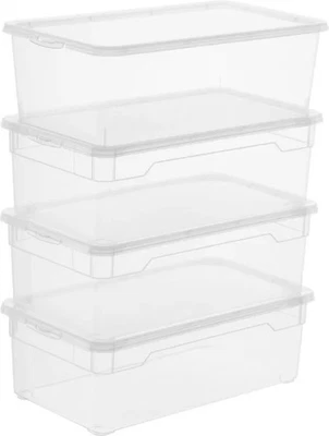 Rotho 4er-Set Aufbewahrungsbox CLEAR mit Deckel 5 L transparent 34x19x11 cm - Bild 1 von 4
