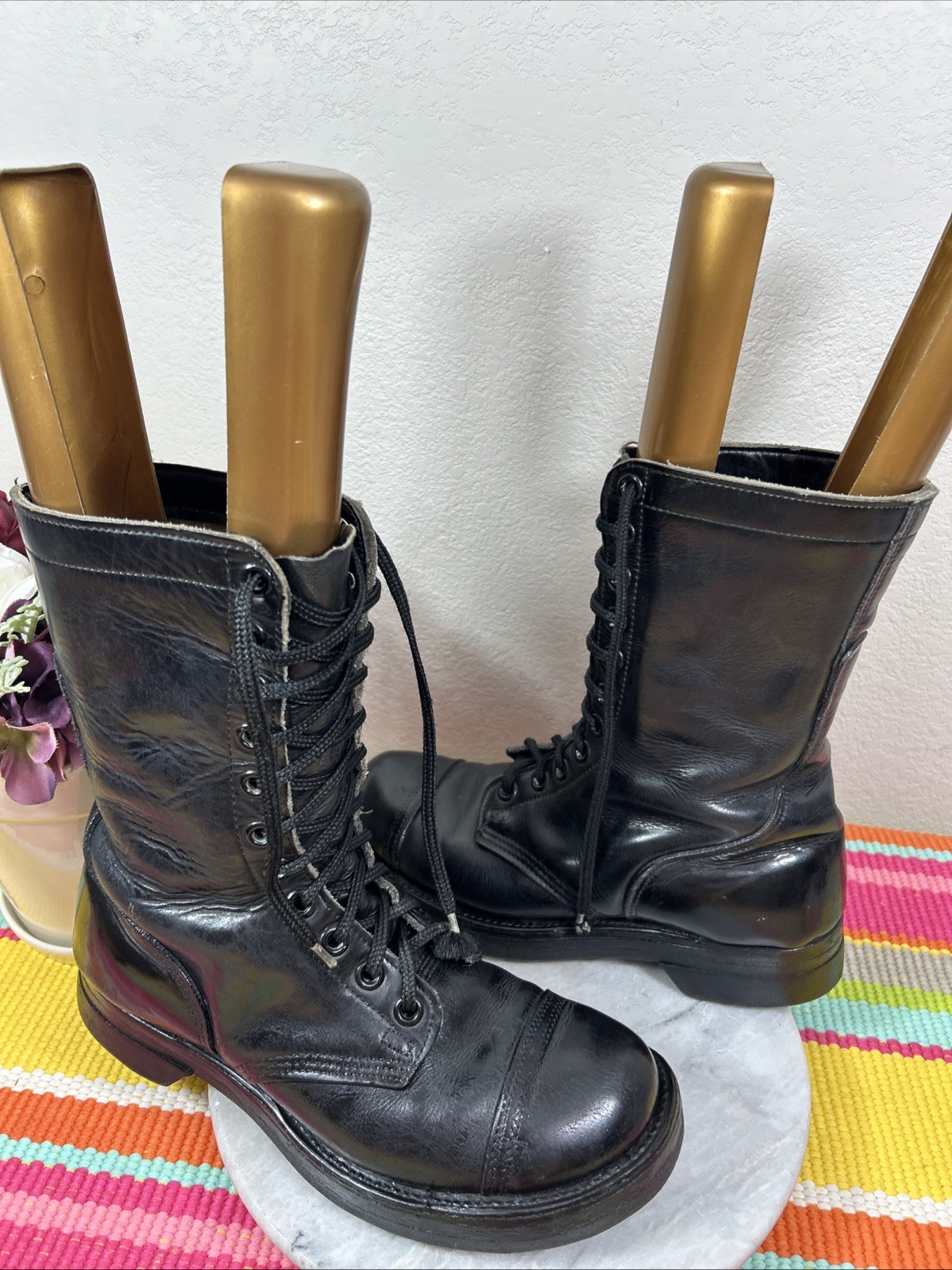 Vintage 66 Biltrite Military Combat Boots Black Firm Grip Plaques Men’s US 8.5 M