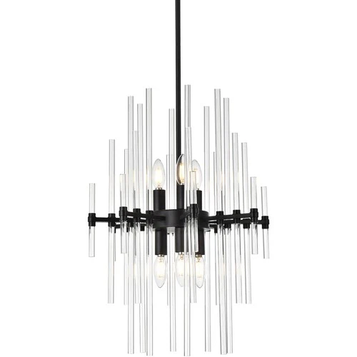 Elegant Lighting 2502D17BK Sienna 6 Light 17 inch Black Pendant Ceiling Light - Picture 3 of 8