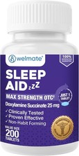 Wel-Doxylamine Succinate 25mg Nighttime Sleep 200 Tablets INTERNATIONAL SHIPPI