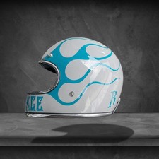 Custom Gringo Helmet Blue Flame Classic Bobber Handmade Custom Paint