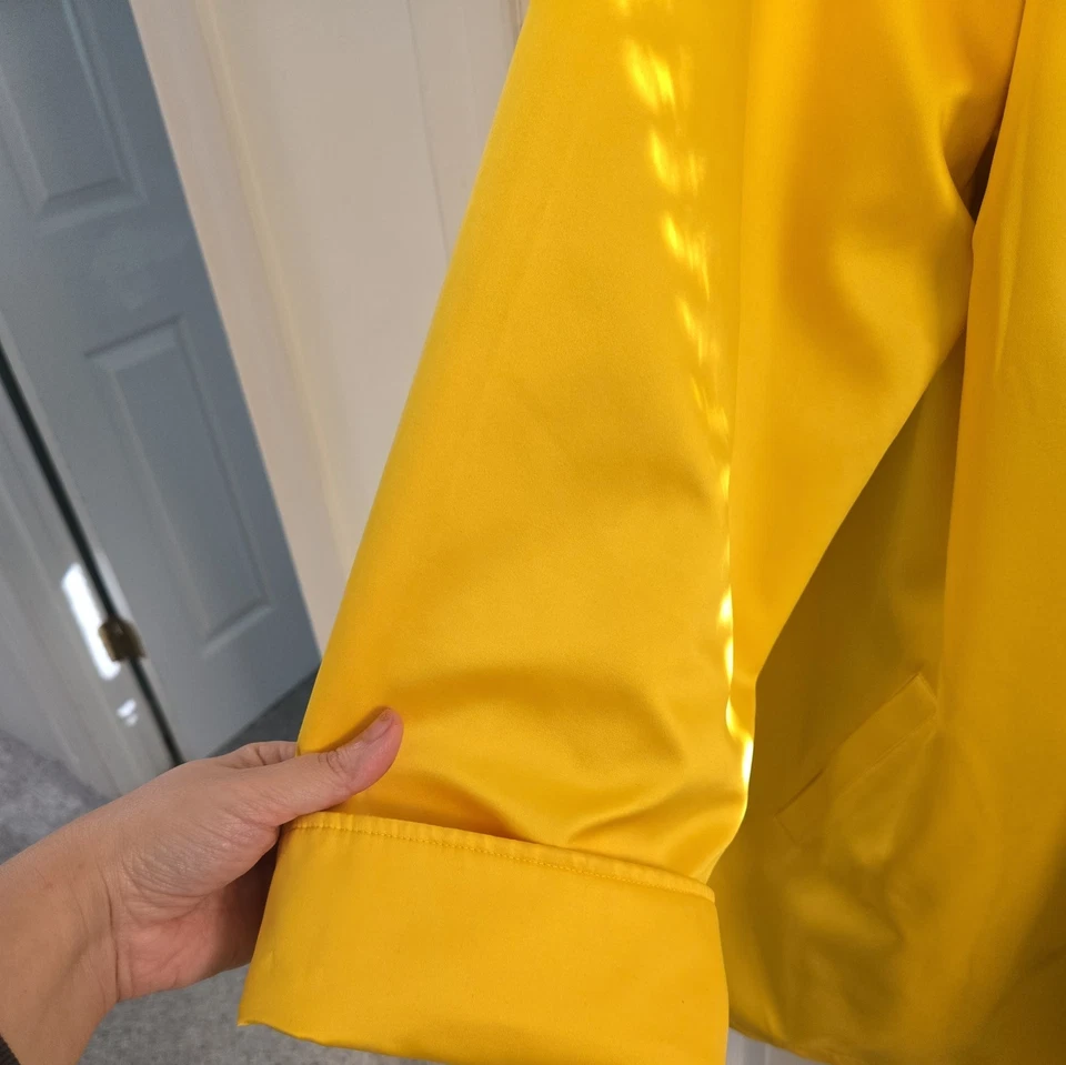 Dennis By Dennis Basso Mujer’s 2XL Amarillo Satinado Cremallera Chaqueta Abrigo Guepardo Brillante Foto 4 de 4