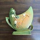 Roseville Antique 1947 Pottery Green Snowberry Art Deco Shape 6" Vase