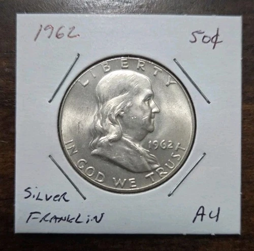 1962 Franklin Half Dollar AU Coin .3617 Troy Ounce Pure Silver