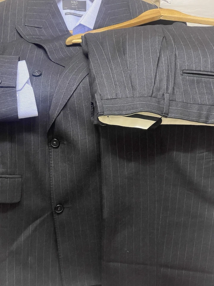 AUSTIN-REED-Lockwood2 JKT-2 piezas traje de lana peinada de doble pecho para hombre U.K44L Foto 4 de 4