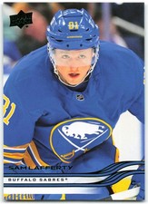 2025-26 Upper Deck Series 1 Holiday SP Green Foil #16 Sam Lafferty Buffalo