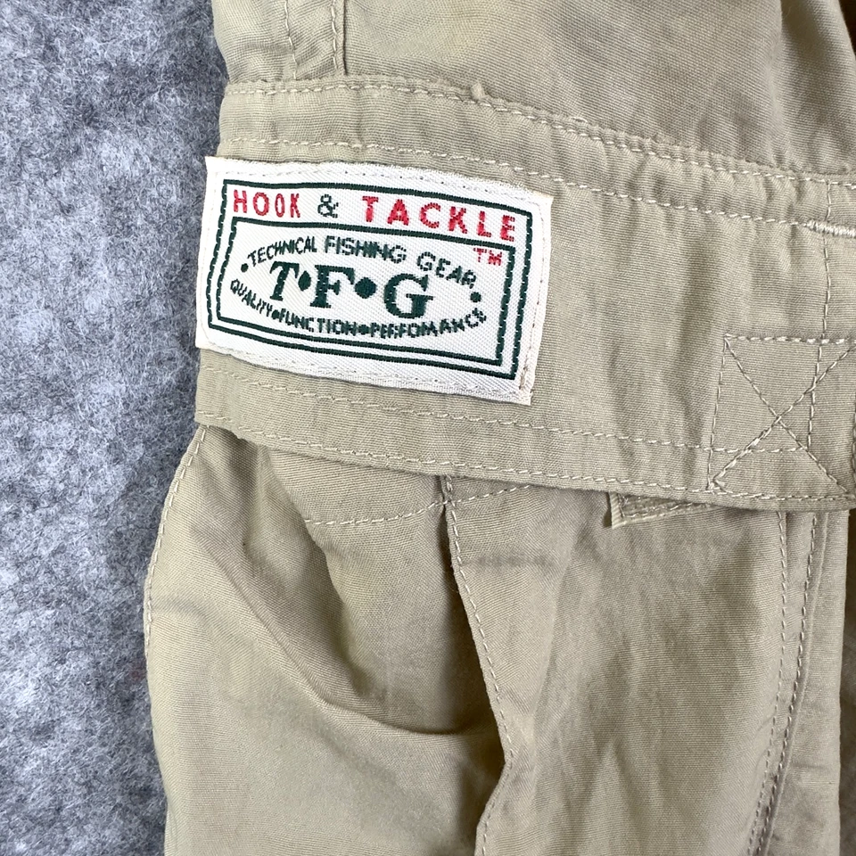 Винтажные мужские шорты с крючком и снастями L нейлон рыболовные карманы шнурок вкладыш - Изображение 3 из 4