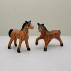 Miniature Ceramic Horse Figurines Set – Handcrafted Brown Collectible Pair