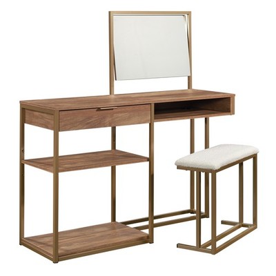brown dressing table chair Upholstered Pleated Skirt Dressing Table Chair main image 1