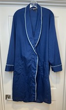 Vintage Montgomery Ward Navy Blue Robe Medium PolyCotton Cozy Lounge Perm Press