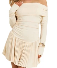 Lioness Women's Pink Maxi Dress Field of Dreams Off-Shoulder, Size M