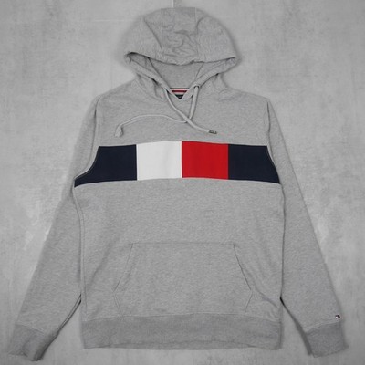 Tommy Hilfiger Hoodie Herren Grau XL Regular Fit Streetwear Colorblock