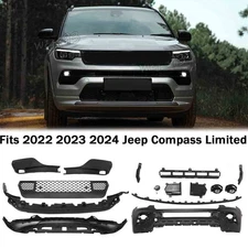 Front Bumper Cover Kit W/ Lamp Fits 2022-2024 Jeep Compass Limited High Altitude