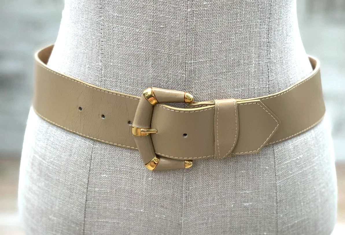 Ivory Leather Wide Belts for Women for sale | eBay display picture 2