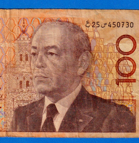 Morocco 100 Dirhams 1987/1981 P-65a Circulated Note 450730 - King Hassan II - Picture 3 of 4