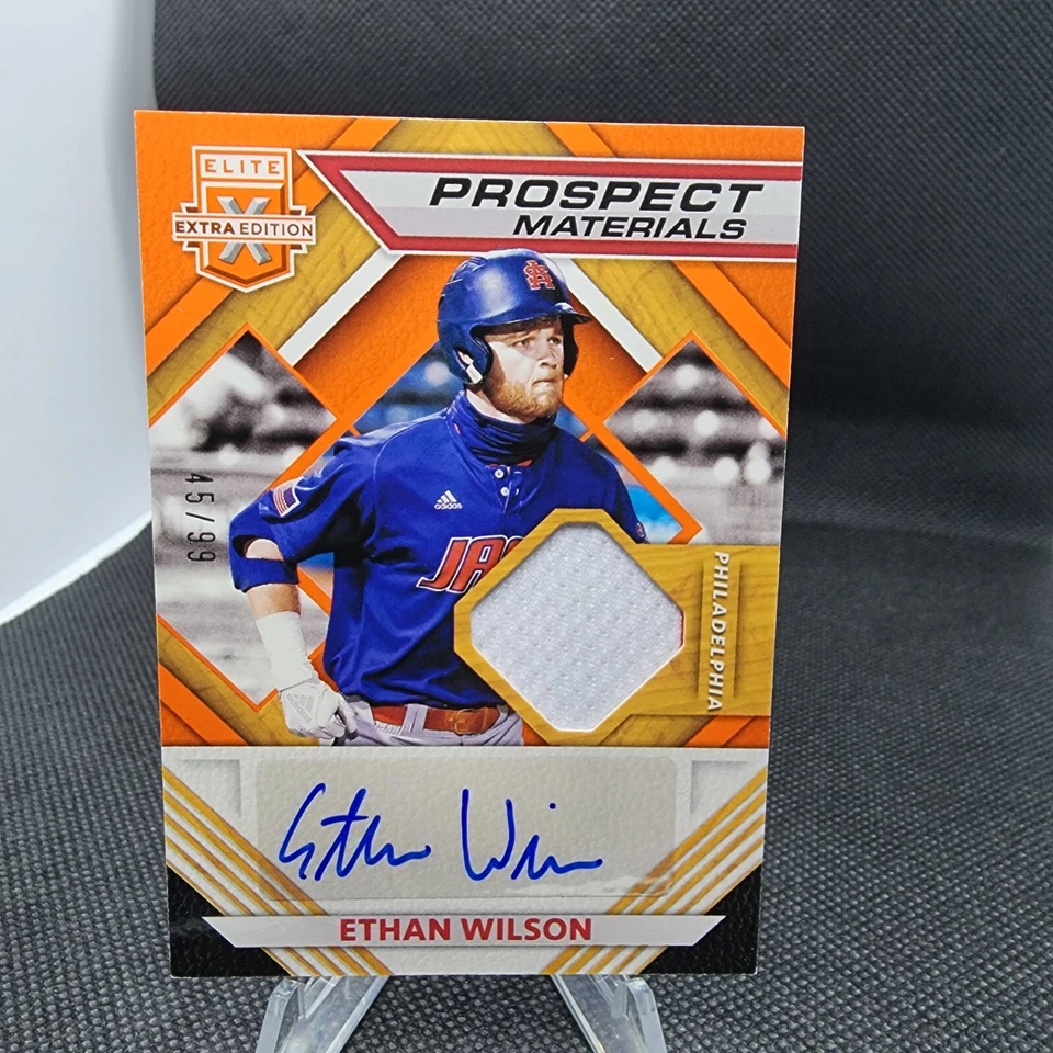 2021 Panini Elite Extra Edition Baseball Prospect Materials Ethan Wilson #45/99 - Image 2 of 4