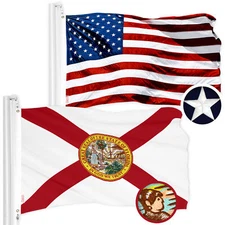 G128 Combo Pack: American & Florida State Flag 2x3 Ft Embroidered 210D Polyester