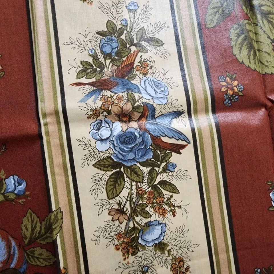 Vintage 5th Avenue Upholstery Fabric Pillowcase Scraps 4pc Floral Bird Print Set - Image 4 of 4