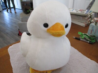 Bellzi DUCKI White Duck 11'' Plush Orange Beak Gold Embroidery Stuffed Animal 10''