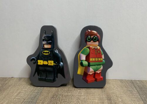 McDonald's 2017 LEGO BATMAN Movie DC Comics Robin Cat Woman Puzzle Sticker Tin - Picture 1 of 4