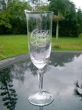 8.25" STEMMED 24% LEAD   " CRYSTAL  ROOM " GLASSES USA DEEP CUTS ETCHED LOGO
