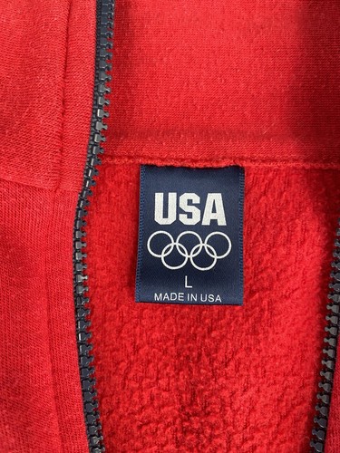 TEAM USA 2015 Olympics Red Zip Up Fleece Jacket Sweater Size Large Made In USA - Picture 7 of 8