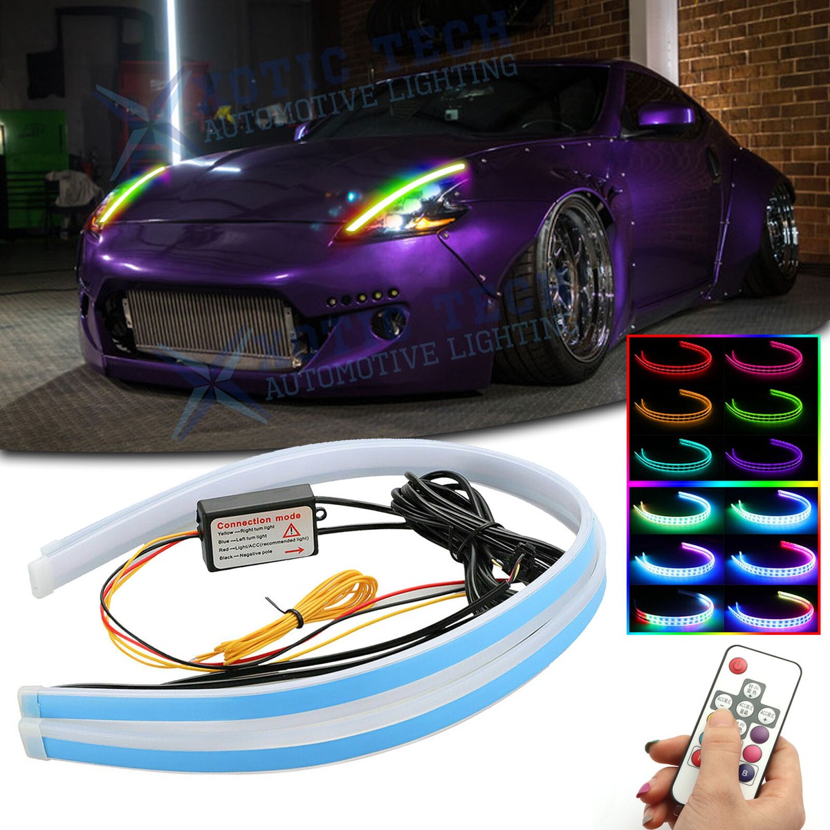 fcl. future car's light LEDキット　
HB3 ホワイト 2x RGB Flexible LED Daytime Running Light Headlight 24