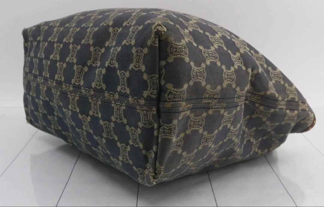 Borsa tote CELINE Paris Macadam logo trionfo tela pelle USATA originale #S2122