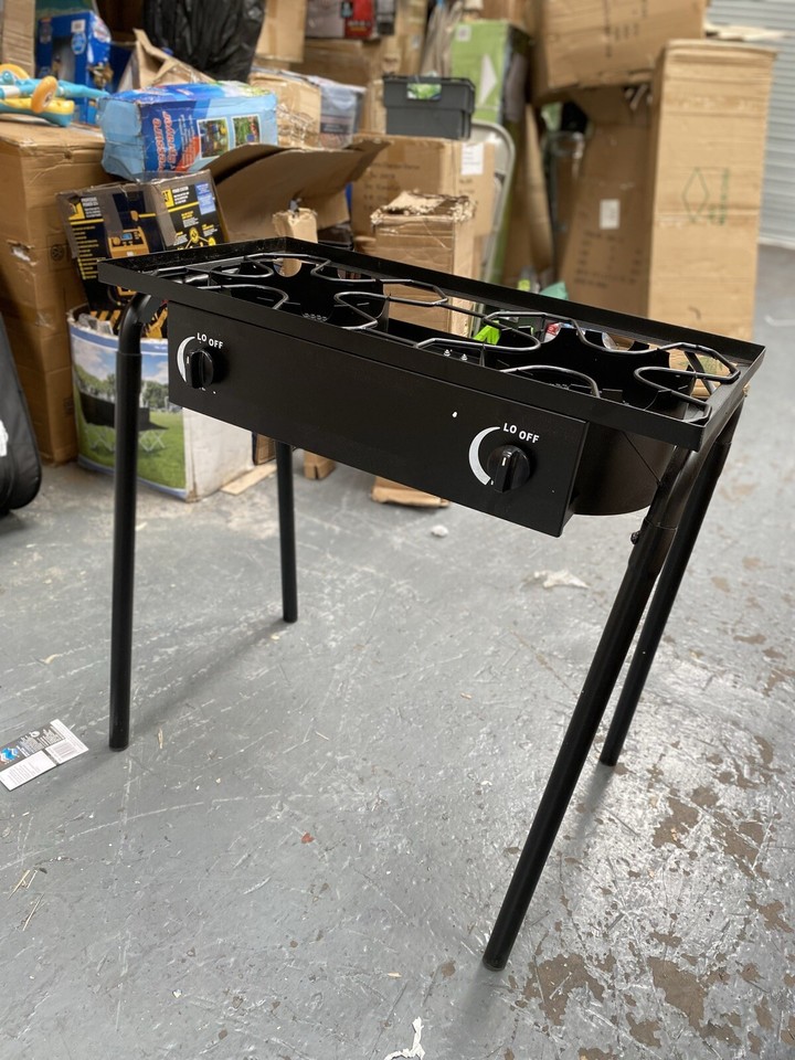 Portable Camping Gas Cooker 2 Stove Cast LPG Burner Ring BBQ Outdoor