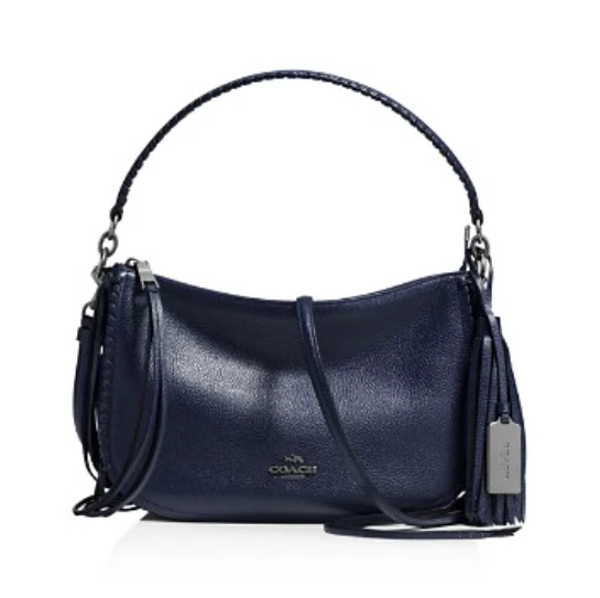 NWT Coach Fringe Chelsea Crossbody in Pebble Leather Navy Blue