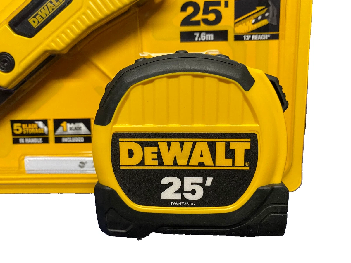 DEWALT DWHT43260 2 Pc Set Folding Fixed Blade Knife and 25Ft Tape