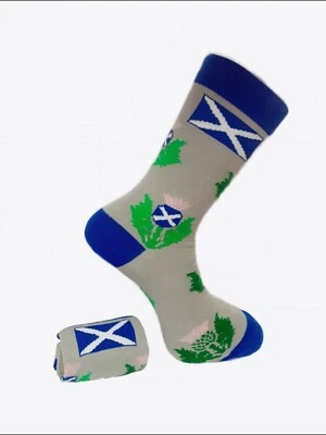BIG EVENTS UK LTD Scottish Thistle & Saltire Flag Mens Socks. Christmas, Birthdays, Mens Gift