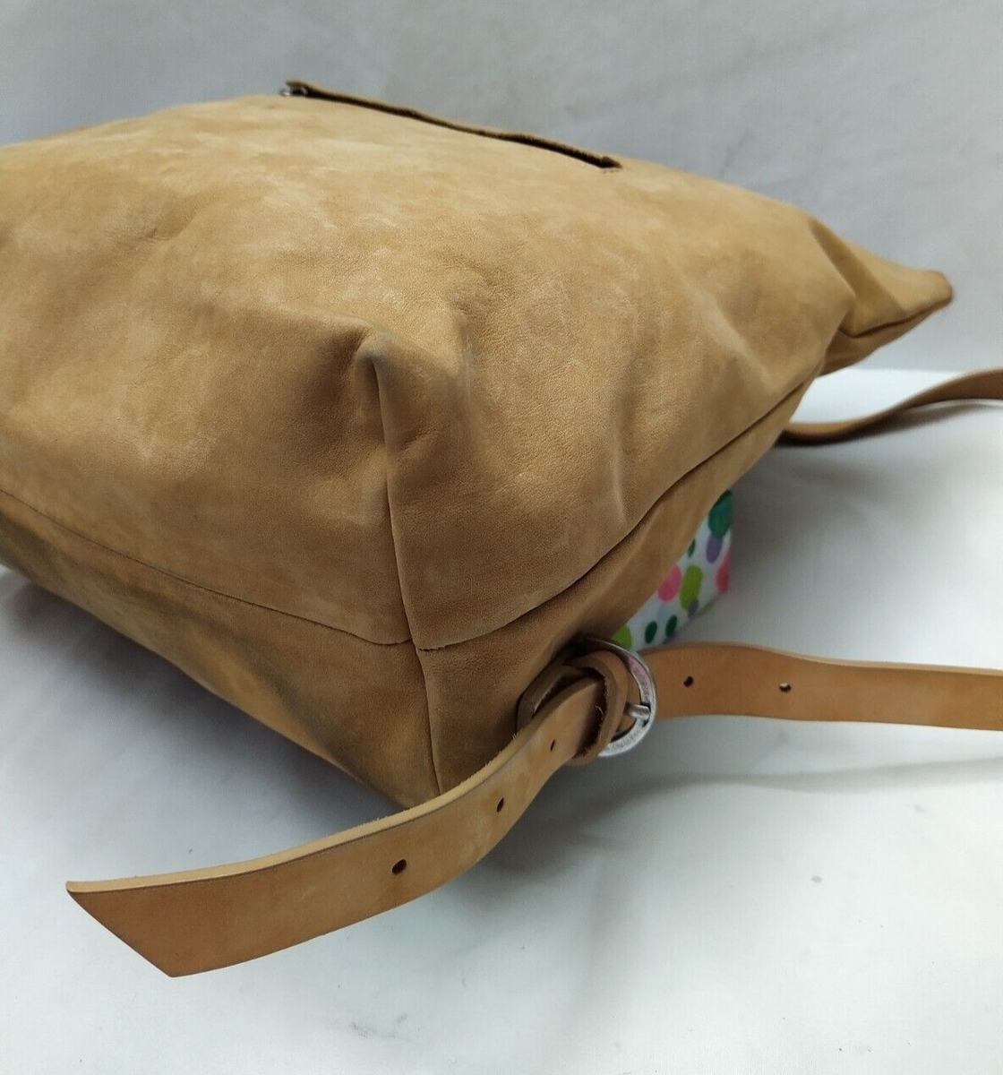 JIGSAW Tan Suede Leather Trim Zipper Pocket Woman Backpack - Made in Portugal JIGSAW Tan Suede Leather Trim Zipper Pocket Woman Backpack  main image 4