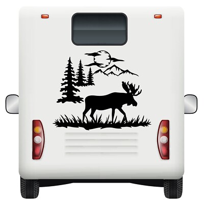 Auto Aufkleber Wildtiere Elch Abenteuer Wohnwagen Vinyl Decal Wohnmobil Landschaft
