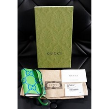 NEW 650 GUCCI Green Perforated Leather Embossed GG CARD HOLDER CASE with STRAP